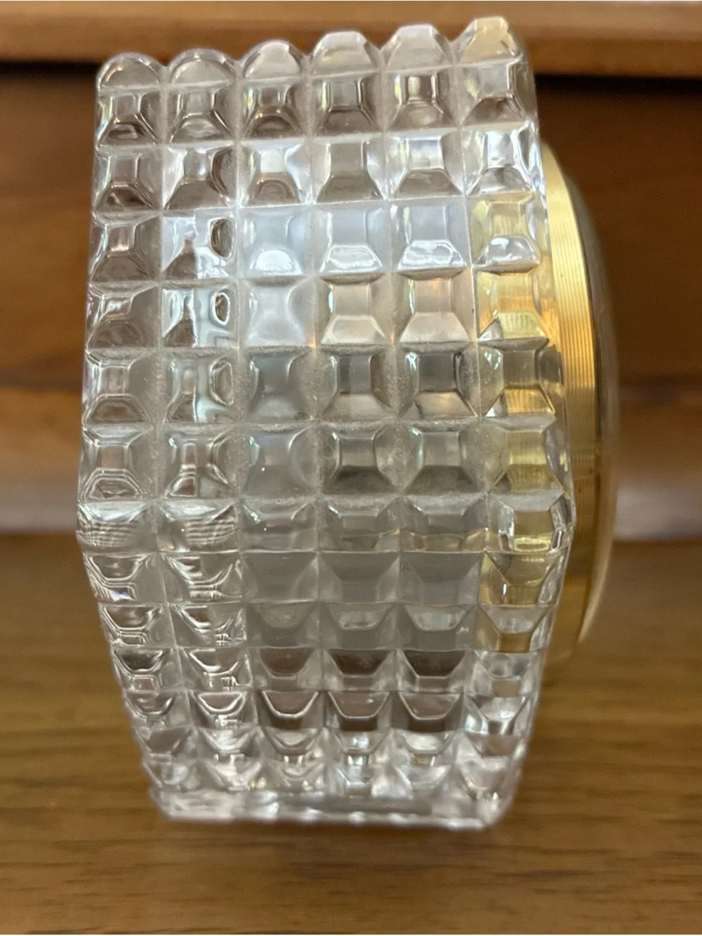 Staiger Quartz Lead Crystal Clock 3.75” Hexagon Desk Clock Germany Beautiful